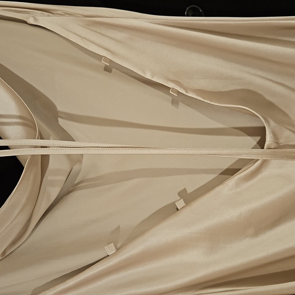 Silk Satin Slip Midi Dress (Light Beige) - NAP Loungewear - Picture 11 of 12